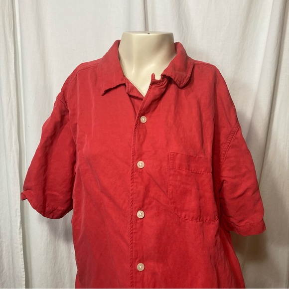 Cremieux Classics men’s button down shirt sleeve shirt linen silk medium red - Picture 5 of 10